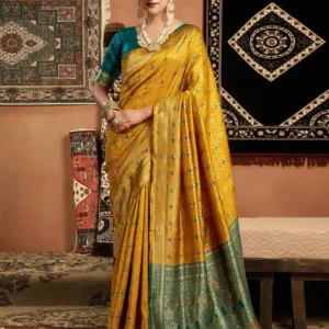 Turmeric Yellow Silk Woven Saree